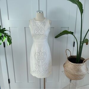 Maggy London White Embroidered Mini Dress